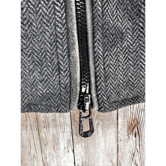 Robert Graham Evanson Mixed Media Wool Camo Bomber Jacket Sz M Herringbone Grey - Picture 7 of 12